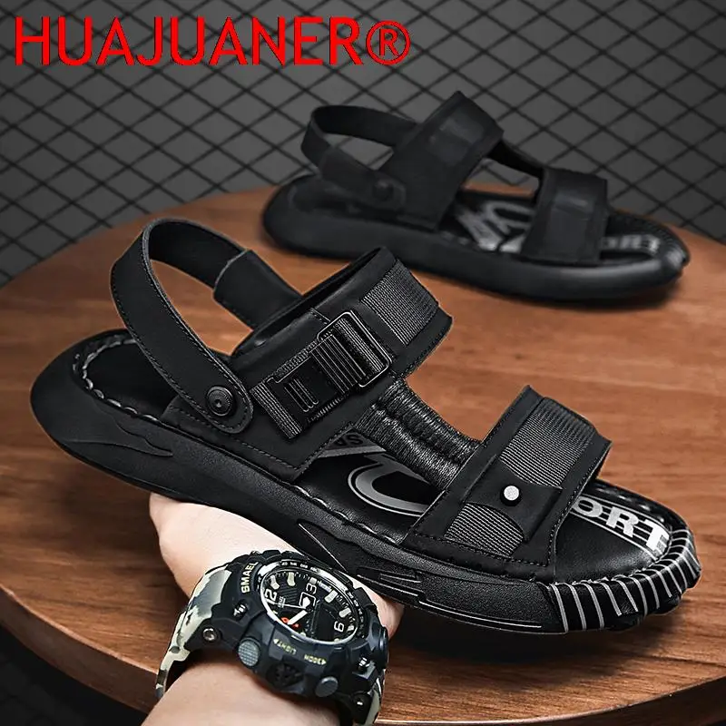

2022 New Summer Genuine Leather Beach Shoes Cool Casual Men Sandals Luxury Sandals Soft Sole Sports Men's Shoes Brand Sandalias