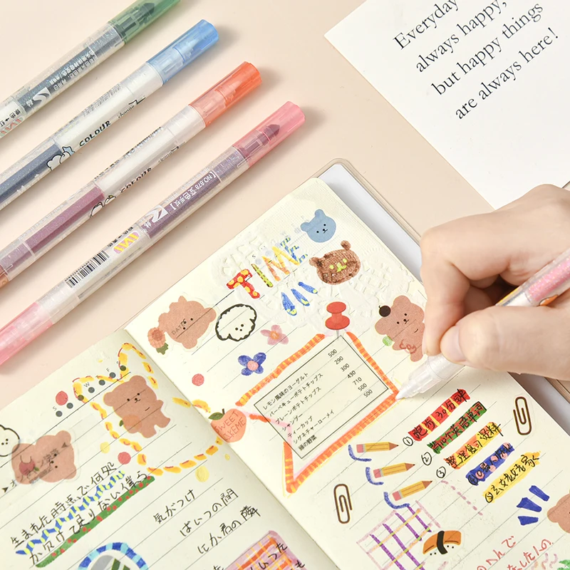 Набор маркеров-хайлайтеров с двойным наконечником 12 шт.