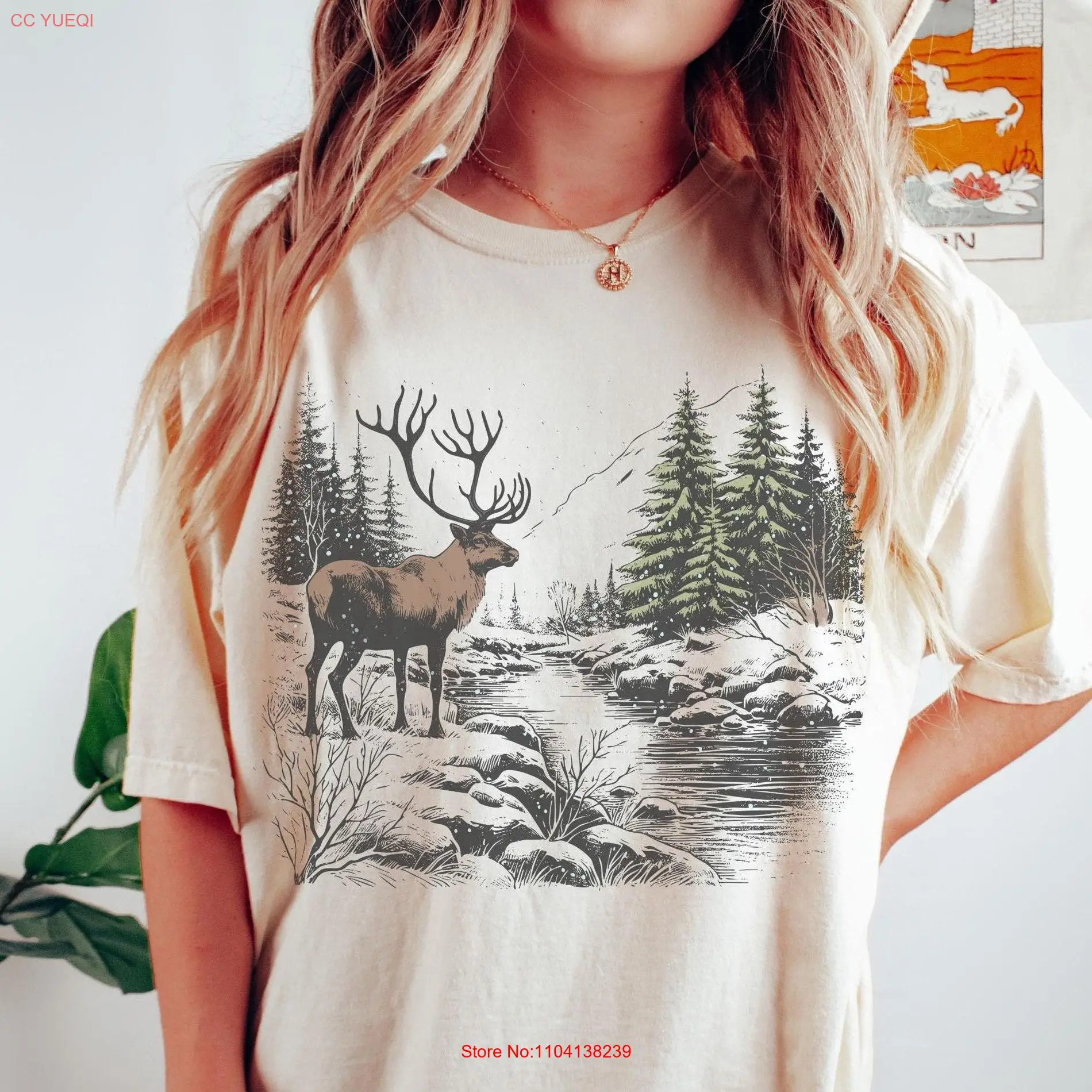 Футболка с изображением дикой природы и оленя удобные цвета национальные парки