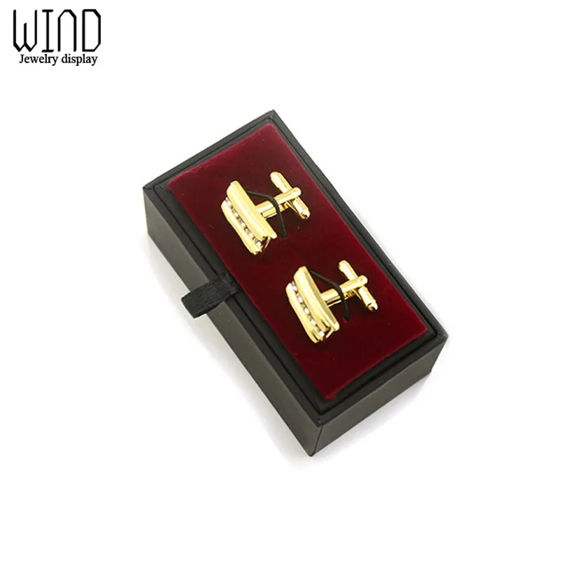 Черный картон и бархатные запонки зажимы для галстука коробка качественные