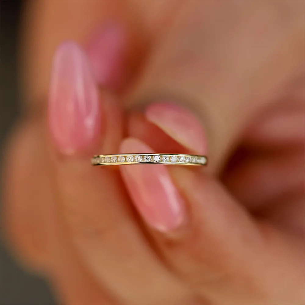 Обручальное кольцо с камнями 1 3 мм выращенным в лаборатории бриллиантами