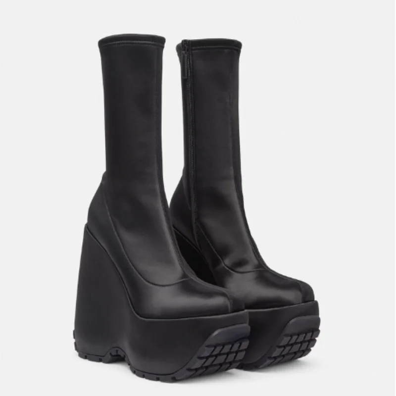 

Женская обувь на платформе, женские ботильоны высокого качества, привлекательные ботинки на платформе и высоком каблуке, женская обувь