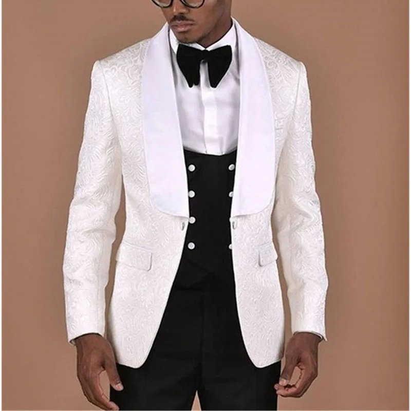 

Mens Wedding Suits 2022 New Arrival Custom Made Groomsmen Prom Dress Groom Man Suit Slim Fit White Flower Blazer Wedding Tuxedo