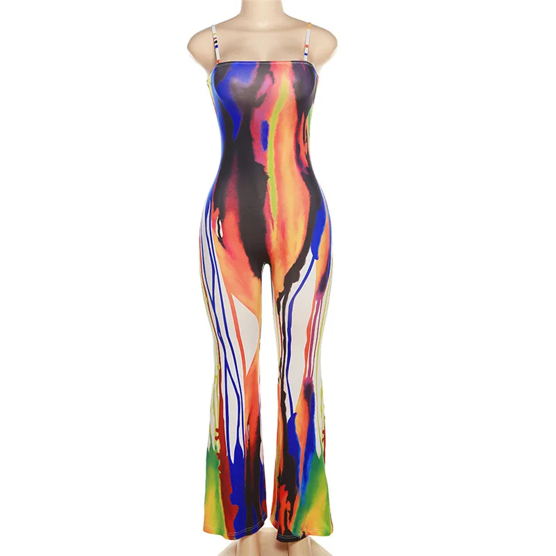 Sexy Tie Dye Jumpsuit 2023 Women Summer Romper Elegant Luxury Outfit Bodycon One Piece Casual Jumpsuits Bodysuit Playsuit