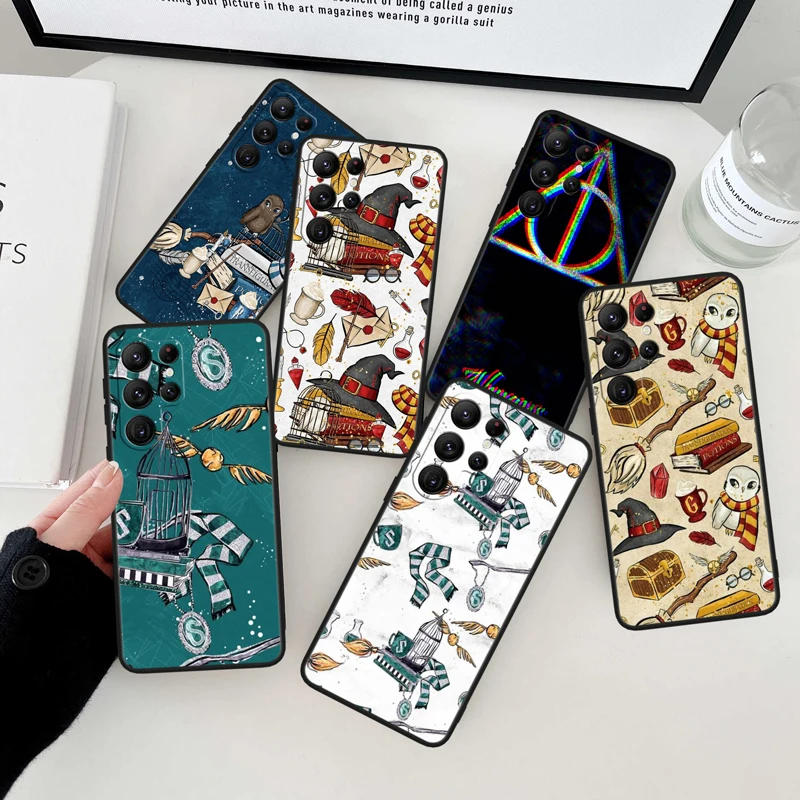 

Potters Magic Art Ring Boy Wand Black Phone Case For Samsung Galaxy S23 S22 S21 S20 FE Ultra Pro Lite S10 S10E S9 Plus 5G