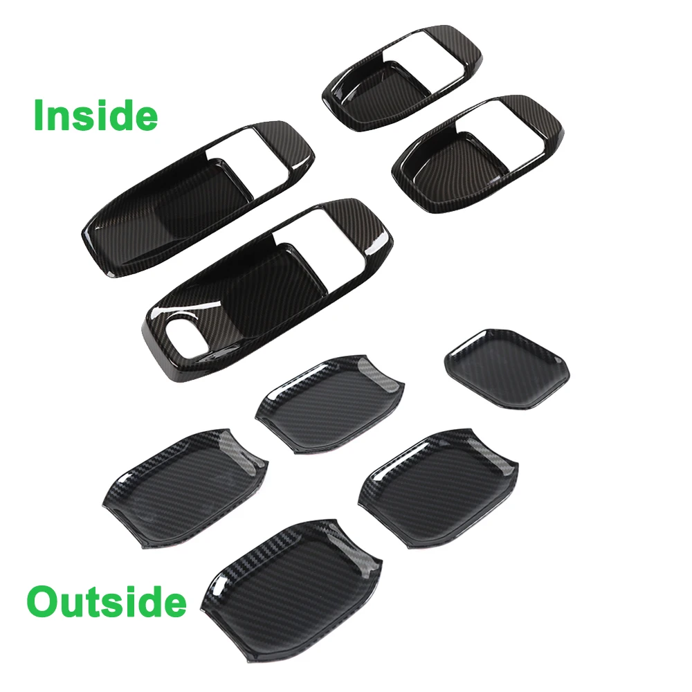 

Jeep Wrangler JL JT Gladiator 2018-2023 Внутренняя Отделка Дверных Ручек С Эффектом Карбона, ABS-материал