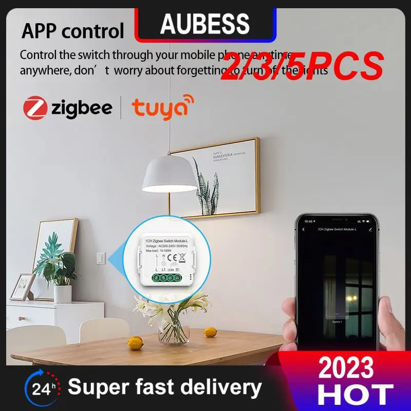 

2/3/5PCS Zigbee 3.0 Wireless Light Switch Remote Control Mini Smart Breaker Tuya Single Fire Switch Module 1/2/3way Dimmer