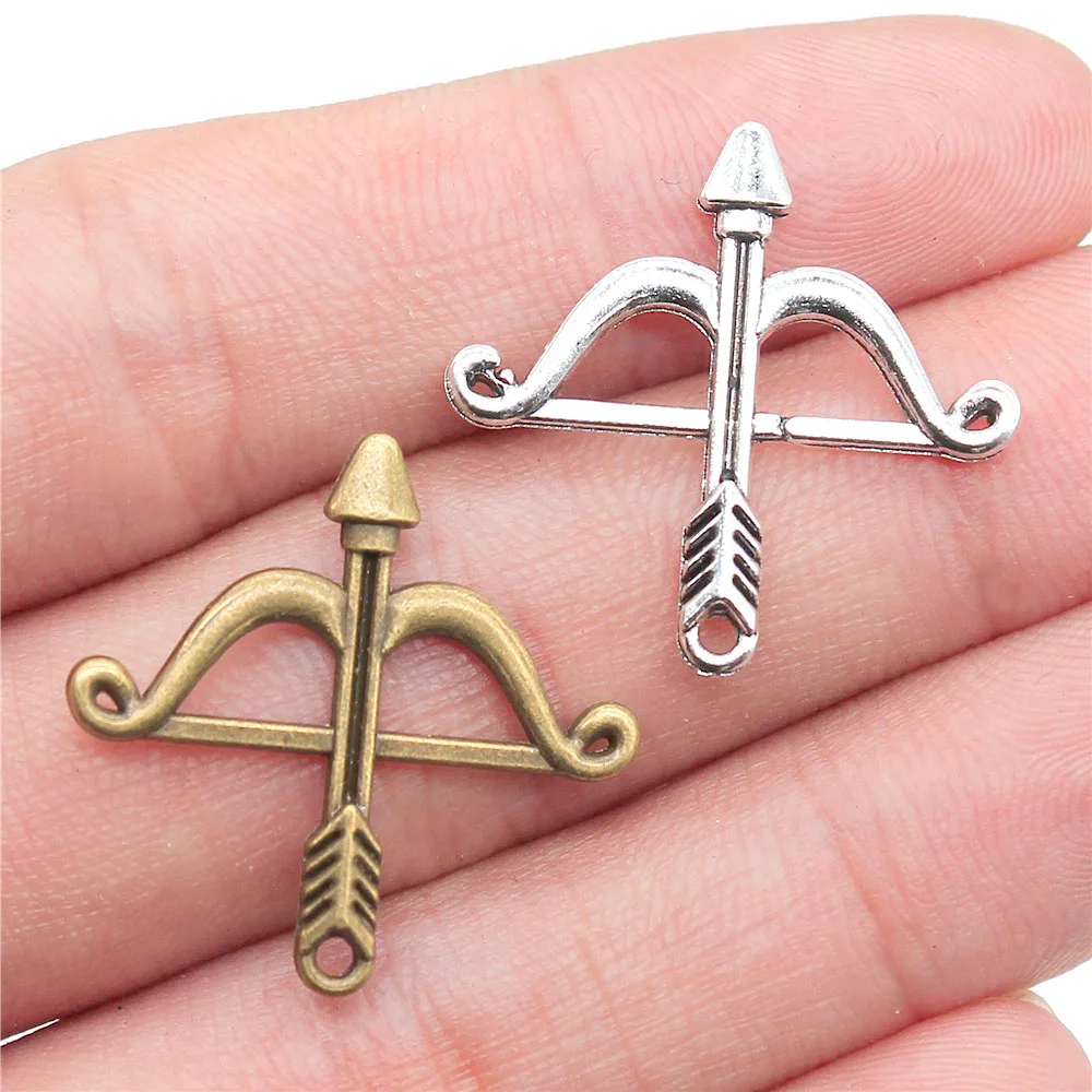 

20Pcs 26x25mm Antique Silver Color Bow and Arrow Charms Pendant Designer Charms Fit Jewelry Making DIY Jewelry Accessories