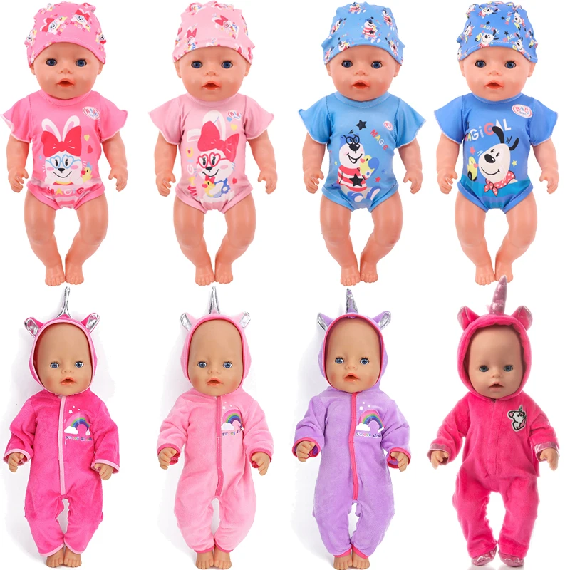 

25 Style Choose Bodysuits Unicorn Jumpsuits Suit Fit For 43cm Baby Doll 17 Inch Reborn Baby Doll Clothes