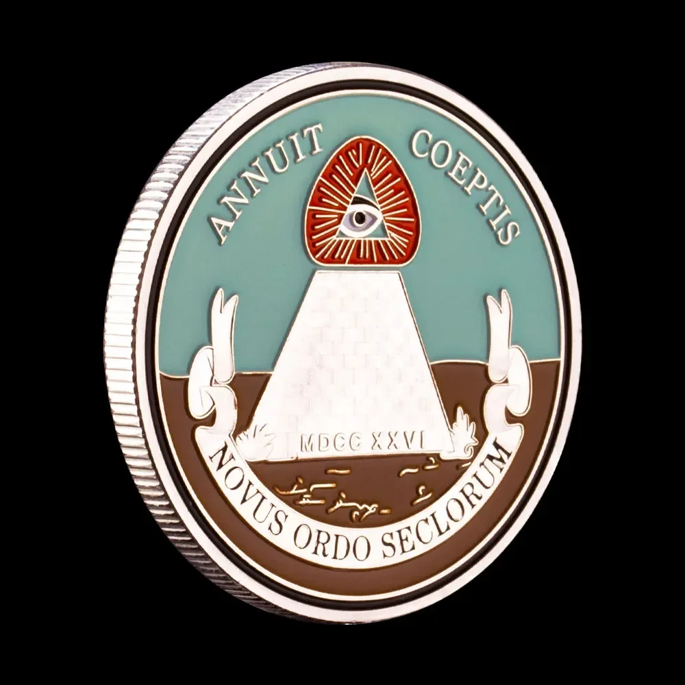 1870 ежегодный Coeptis NOVUS ORDO SECLORUM Бесплатная кладка посеребренная сувенирная монета