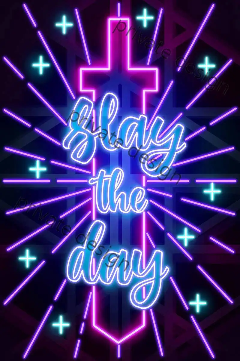 

Slay The Day Quote Poster Metal Sign Tin Sign Room Decor Aesthetic Retro Vintage Neon Sign For Art Pub Man Cave Poster Not Light