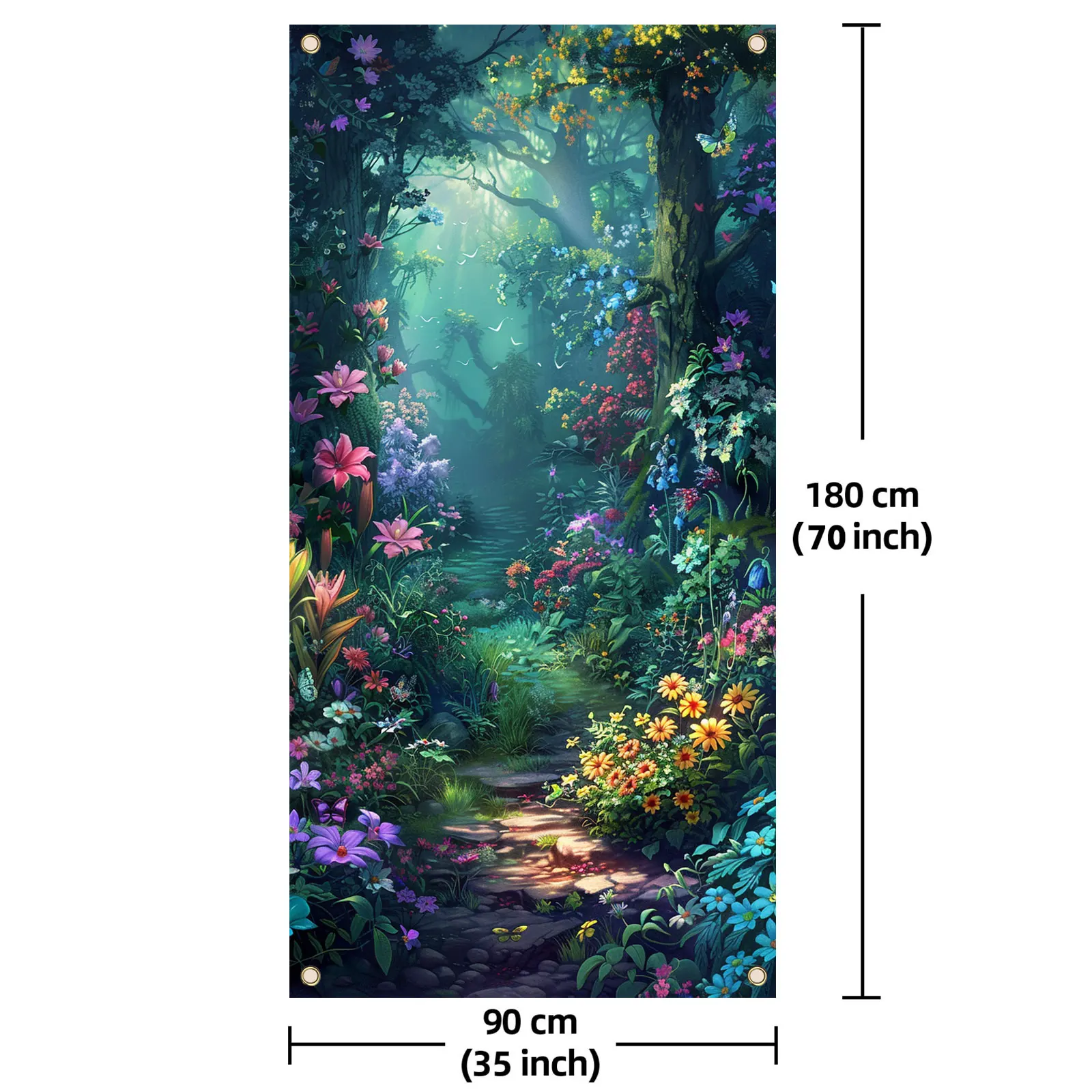 70x35 Дюймов Домашний Дверной Баннер С Лесной Ночной Сценкой Уличный Подвесной