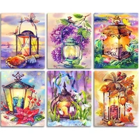gatyztory acrylic paint by numbers flower lamp oil painting by numbers on canvas 40x50cm frameless diy draw number home decor