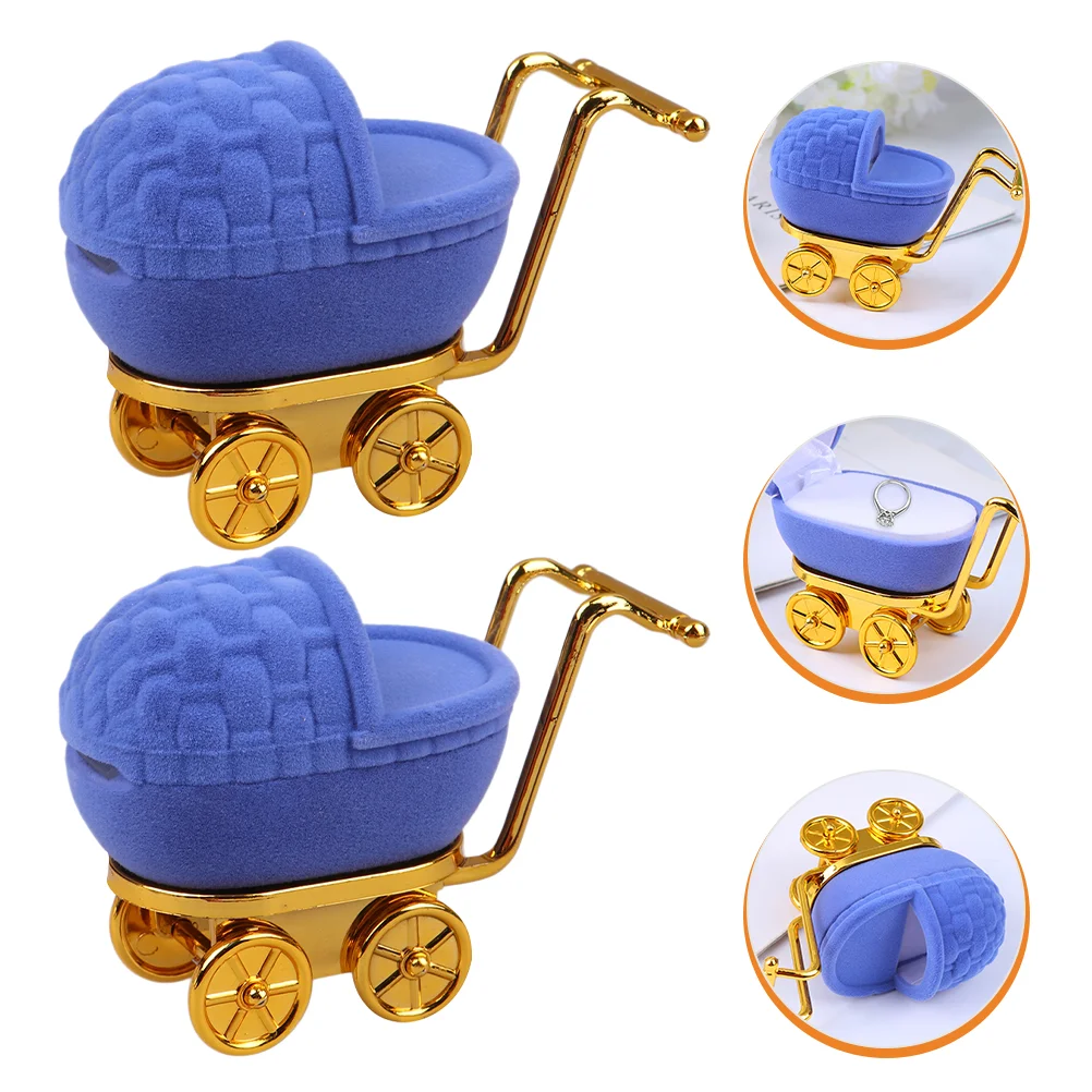 

2pcs Infant Stroller Shape Jewelry Storage Boxes Jewelry Gift Boxes for Valentine's Day