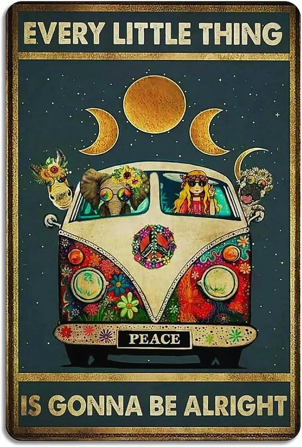 Fmcmly Every Little Thing is Gonna Be Alright винтажные жестяные вывески в стиле хиппи настенное