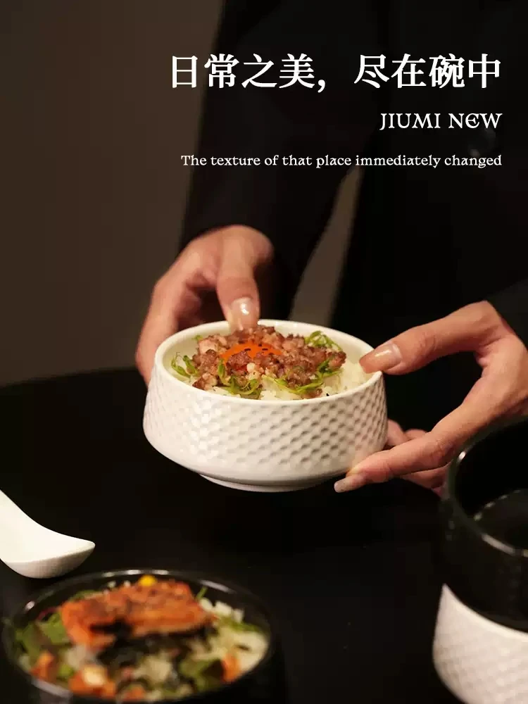 Японская керамическая миска для риса с текстурой молотковой крошки, пригодная для микроволновой печи, фарфоровая суповая миска, 260 г, 11 см, домашняя посуда (art.: 3920dc1fcabc8) - 3920dc1fcabc8
