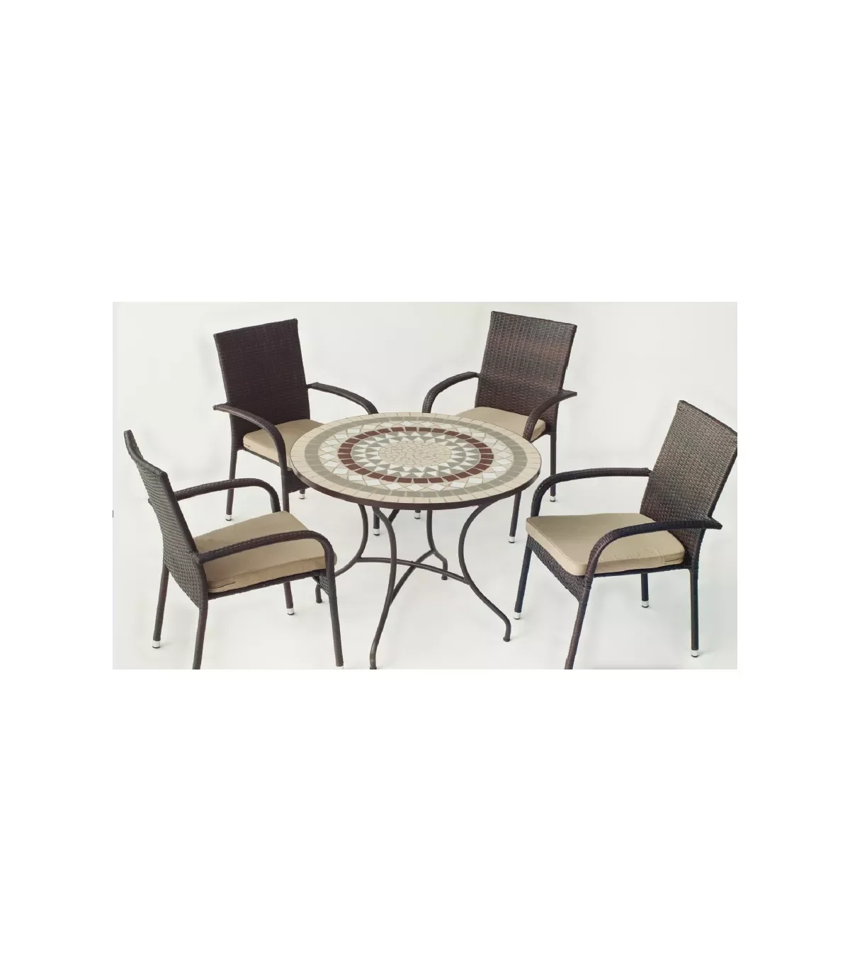 

Sets tables and armchairs set of table + 4 armchairs + 4 cushions terrace garden mosaic dressing rooms/Bergamo-90/4 + 4C.