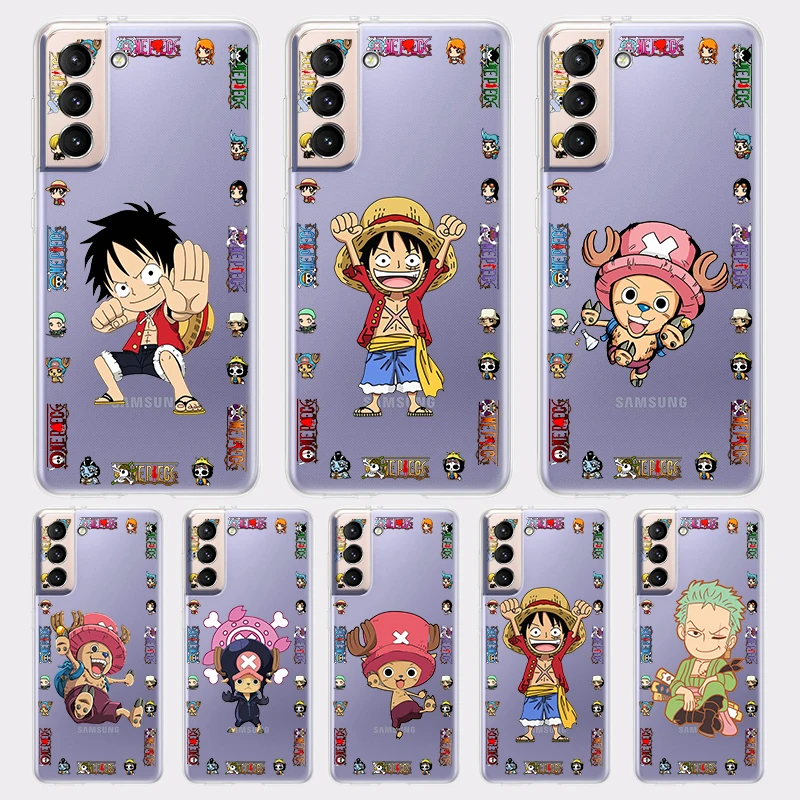 

One Piece Anime Mini for Samsung Galaxy S22 S21 S20 Ultra Plus Pro S10 S9 S8 S7 4G 5G Soft TPU Transparent Phone Case Coque Capa