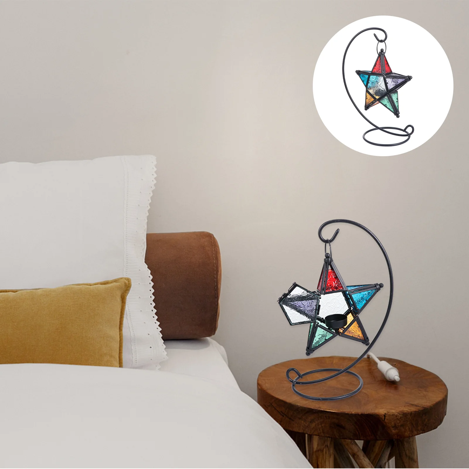 

1pc Moroccan Candlestick Ornament Star Shape Holder Desktop Decor