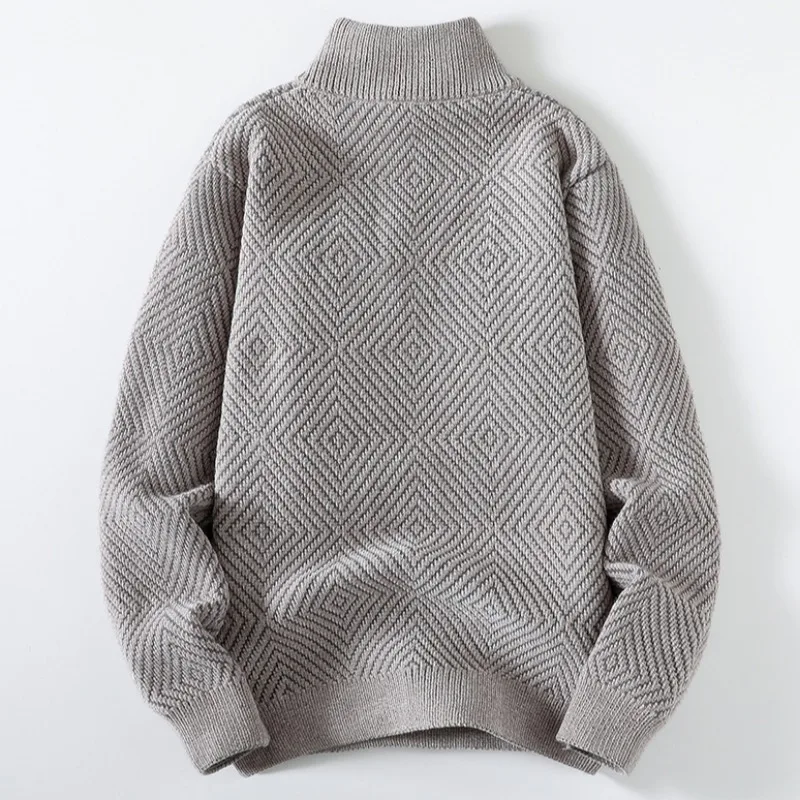 Осень-зима теплый мужской вязаный свитер на молнии трендовый однотонный