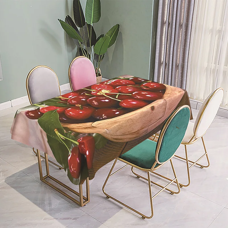 

Red Cherry Printed Tablecloth Modern Simple Family Kitchen Restaurant Decoration Wedding Decoration Birthday Tablecloth Nappe