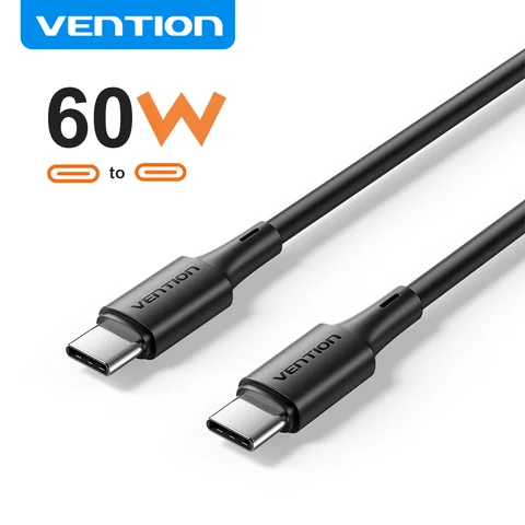 Кабель Vention 60 Вт USB Type C — USB C для iPhone 17 16 15 Samsung S25 S24 Быстрая зарядка USB-C Тип C Провод для зарядки телефона Кабель для передачи данных