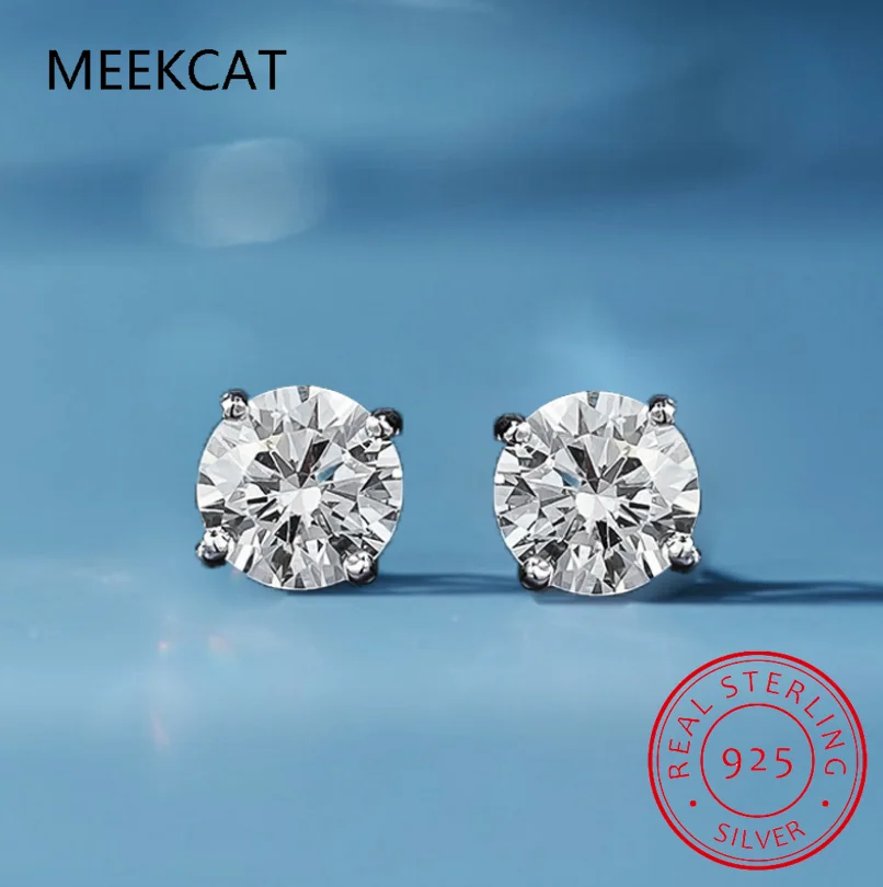 Женские серьги с муассанитом твердое серебро 925 пробы зубец в форме сердца 2