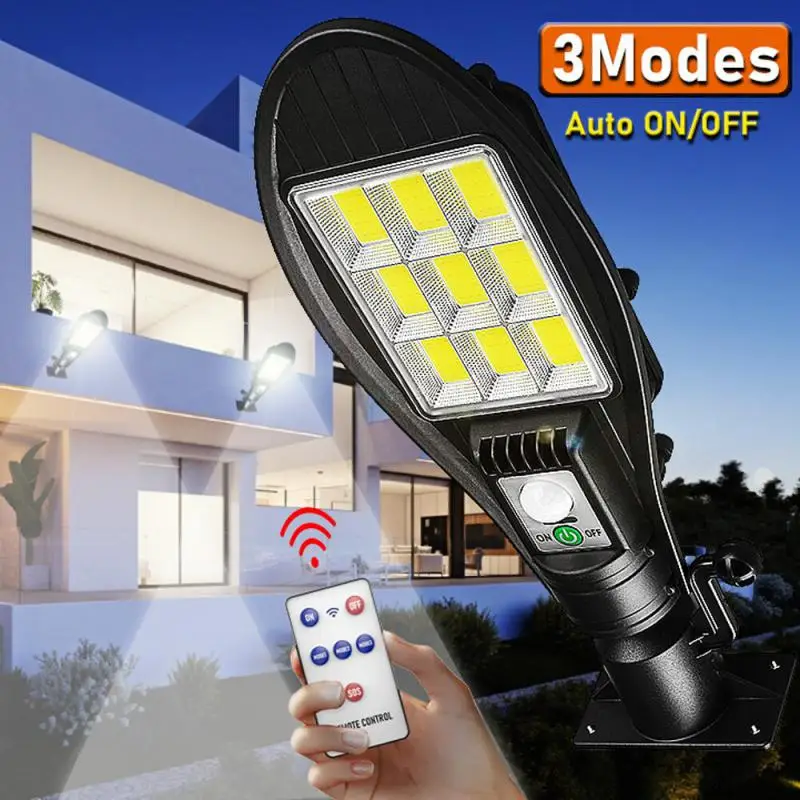

LED Solar Light Outdoor 3 Mode Solar Lamp Powered Sunlight Waterproof PIR Motion Sensor Street Light For Garage Swimming Pool