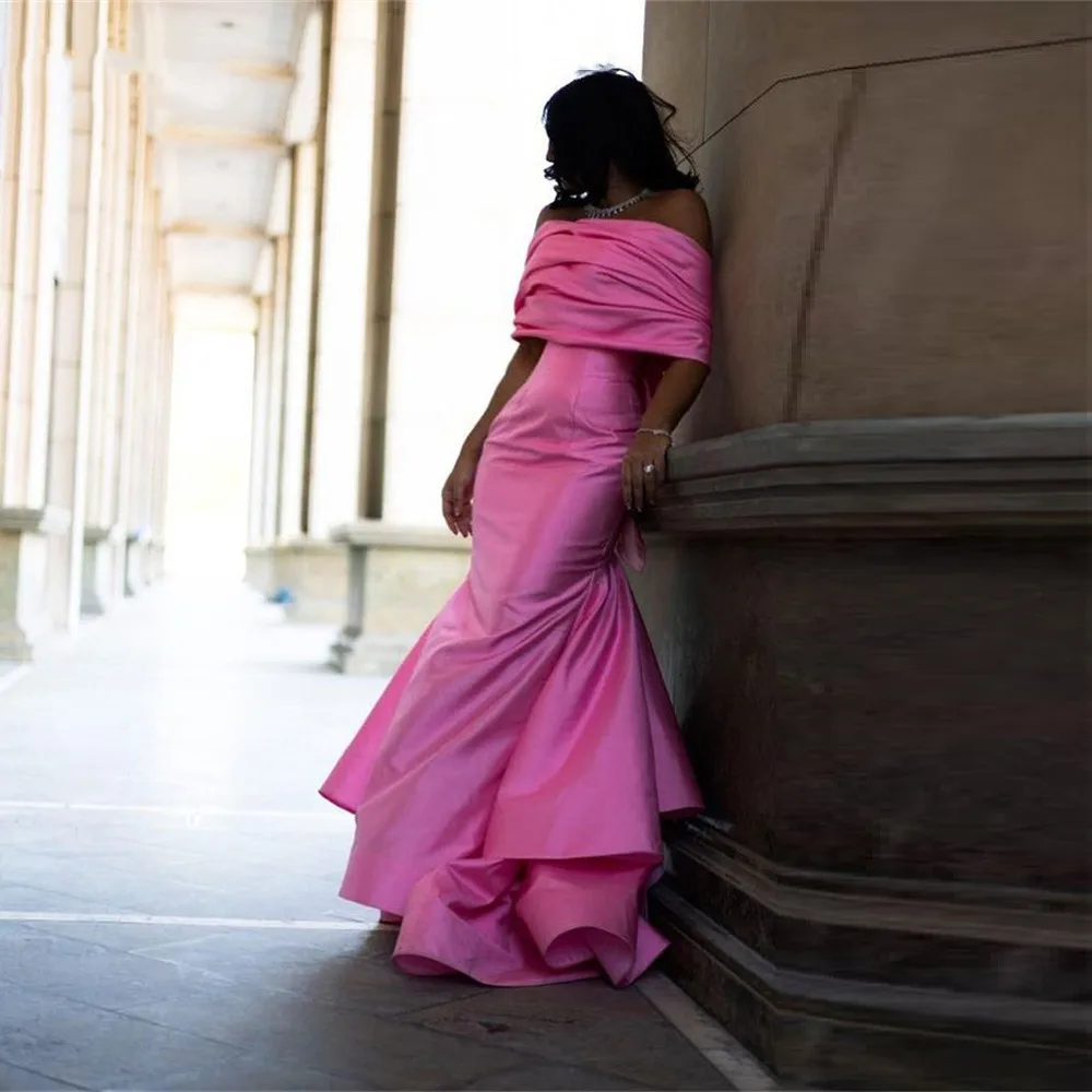

Hot Pink Long Mermaid Prom Dresses Strpless Off Shoulder Evening Special Occastion Formal Night Party Gowns Dress