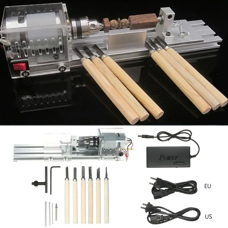 

100W Mini Lathe Machine Tool DIY Woodworking Wood Milling Grinding Polishing Beads Drill Rotary Set