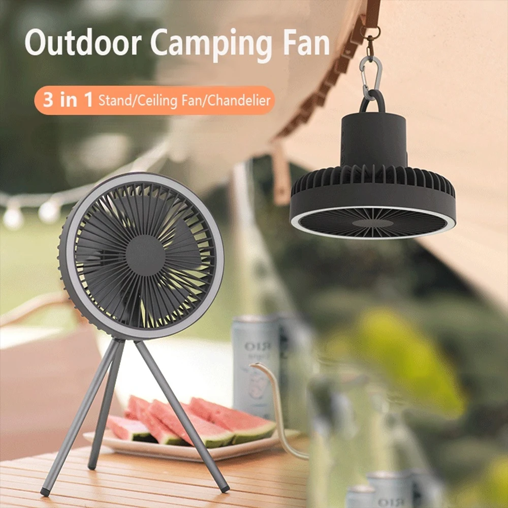 

Multifunctional Mini Fan USB Rechargeable Portable Fan Outdoor Camping Ceiling Fan with Led Light 10000mAh Desktop Fan