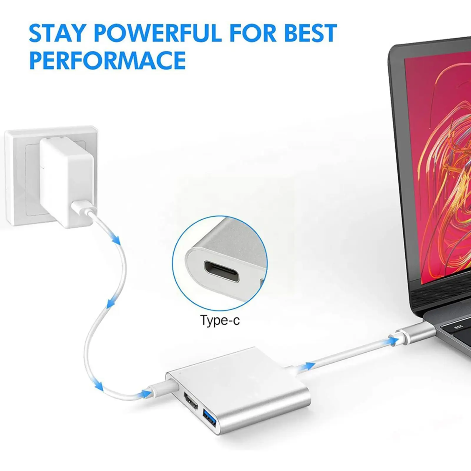 

USB-концентратор с портом Type-c на HDMI-совместимый разветвитель USB-C 3 в 1 4K HDMI USB 3,0 PD умный адаптер для быстрой зарядки для MacBook Dell 1 M4O0