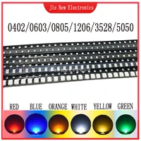 100pcs 0402 0603 0805 1206 3528 5050 smd led red yellow green white blue orange light emitting diode