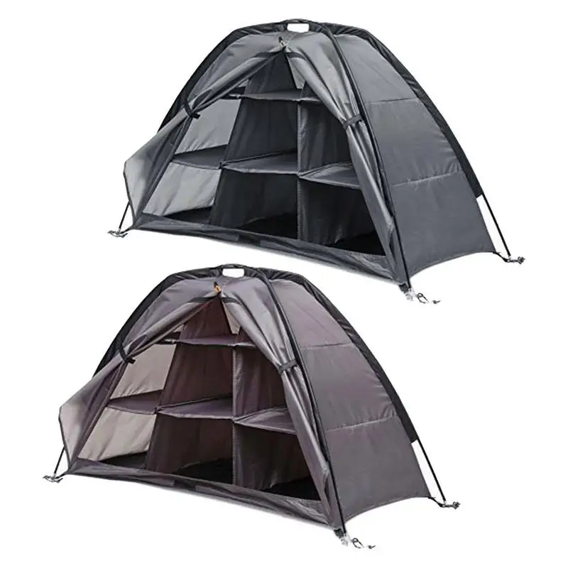 

New Outdoor Storage Shed 9 Grid Foldable Zipper Tent 210D Oxford Cloth Storage Supplies For Barbecue Camping And Outdoor Dining