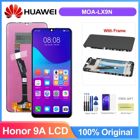 Дисплей 6,3 ''для Honor 9A, ЖК-дисплей, сенсорный экран, дигитайзер с рамкой в сборе, Замена для Huawei Honor9A MOA-LX9N