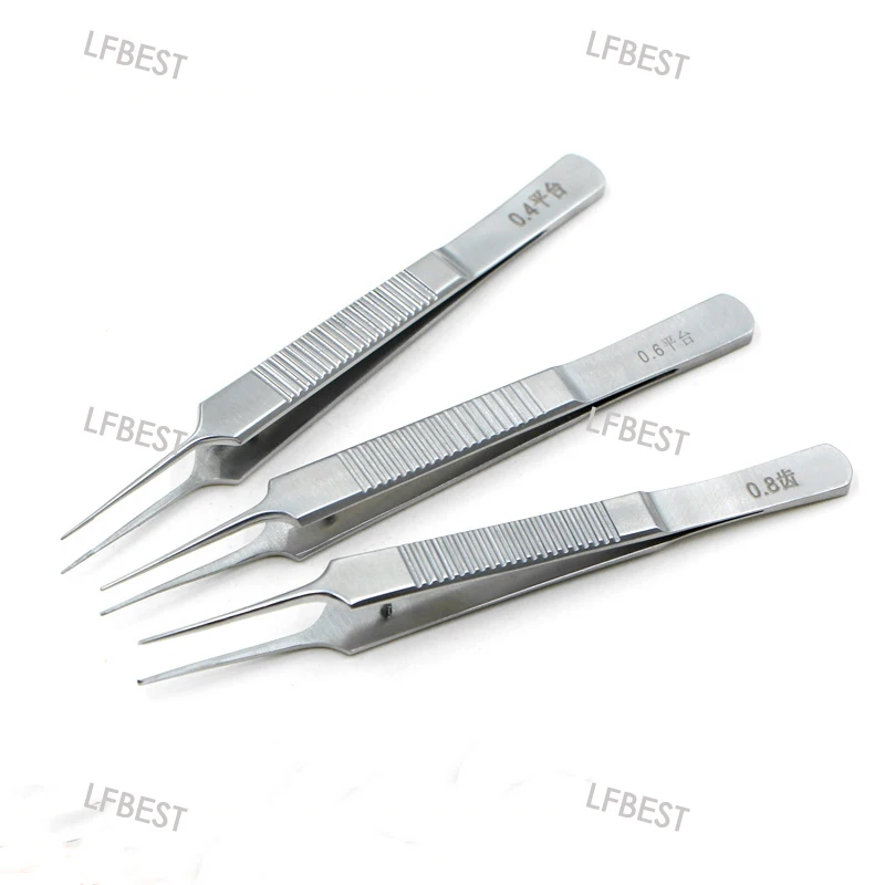 10cm Ophthalmic Fine Shaping Tweezers 0.40.60.8 Toothed Platform Double Eyelid Shaping Tool Stainless Steel Tweezers
