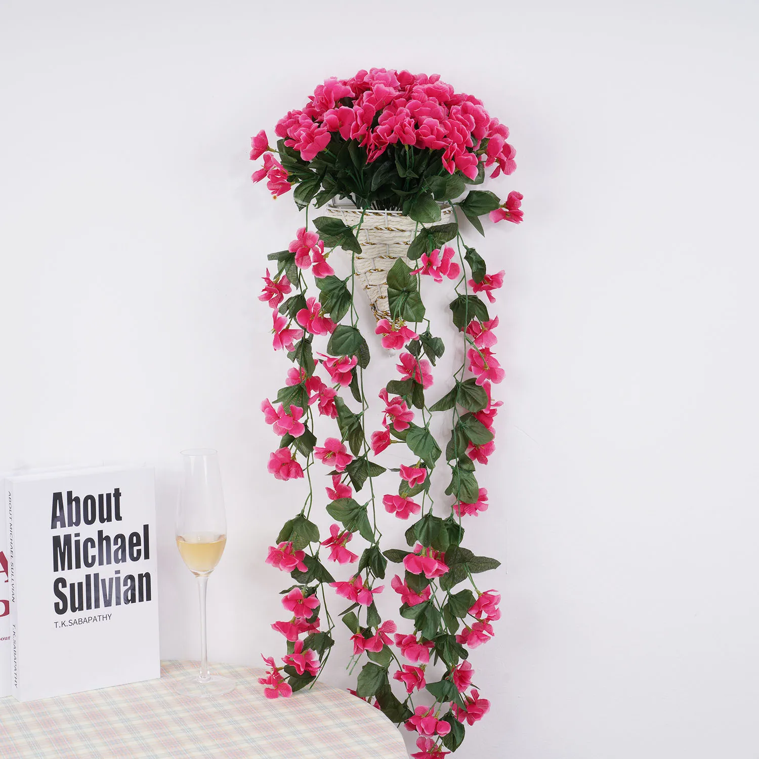 Роза красный искусственный цветок настенная подвесная Корзина Орхидея имитация