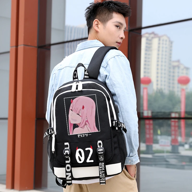 Anime Zero Two Backpack Merch Student Schoolbag Trendy Computer Bag Ins Personalized Casual DARLING In The FRANXX 02 Schoolbag