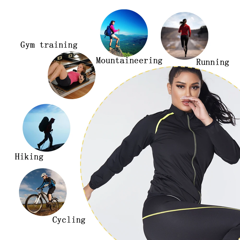 NINGMI Sauna Suit for Women Weight Loss Hot Sweat Set Slimming Jacket Leggings Fat Burner Workout Body Shaper Zipper Sportwear
