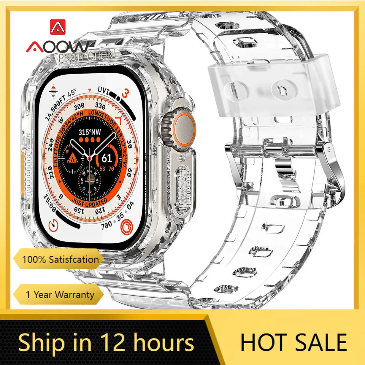 

Transparent Strap for Apple Watch iwatch Ultra 8 7 6 5 49mm 40mm 41mm 44mm 45mm Men Women Clear TPU Waterproof Bracelet Band