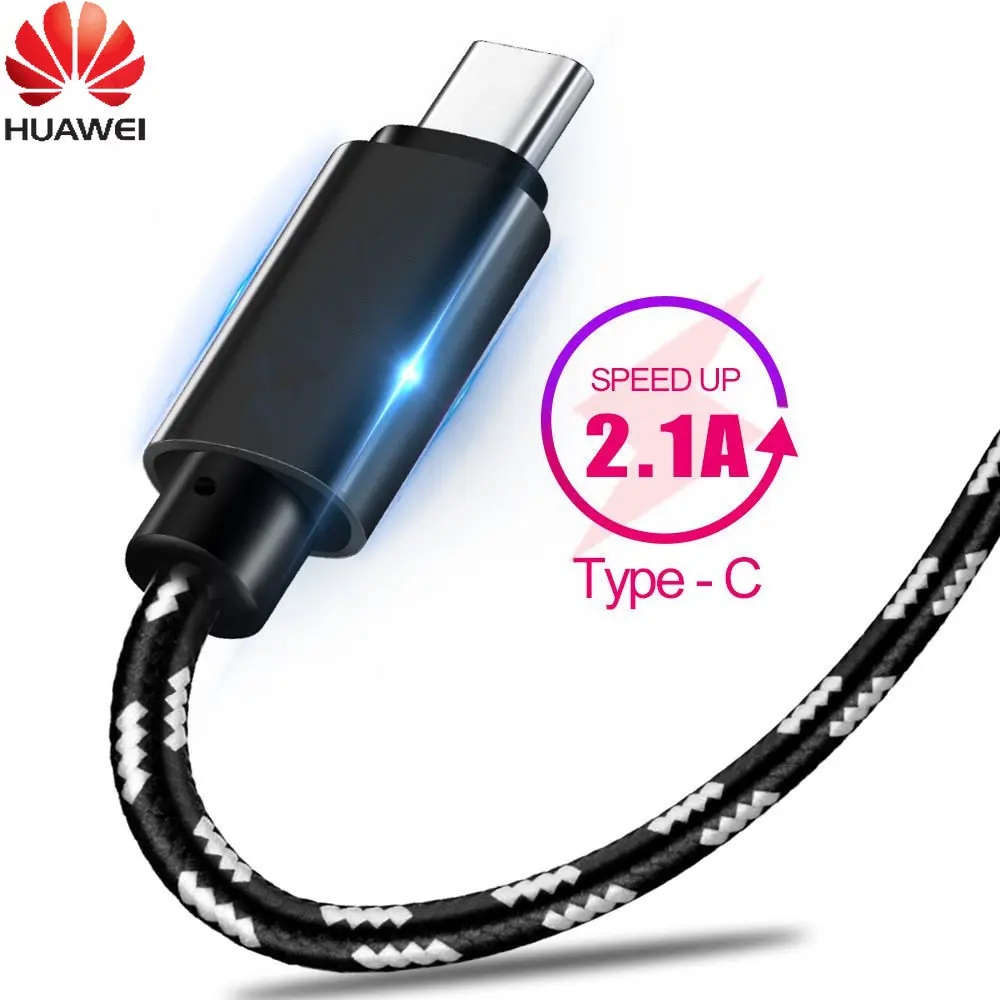 

Huawei USB Type C Cable 2.1A Quick Charge Cable Nylon Braided Quick Charge Cable For Samsung Xiaomi Mobile Phone Accessories