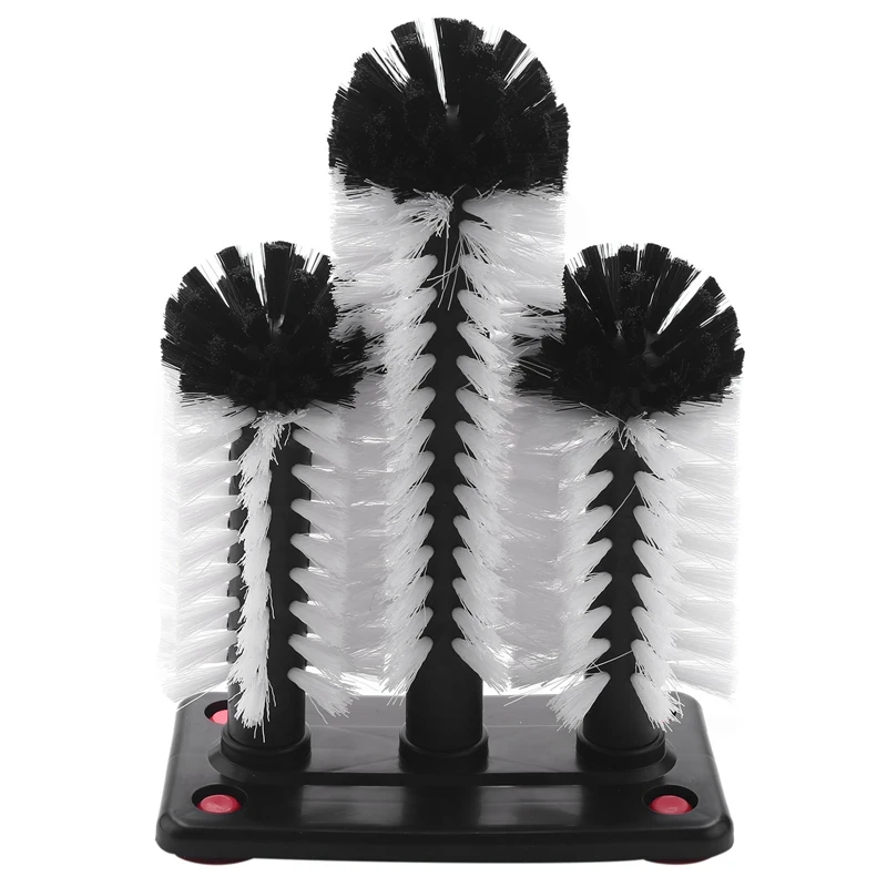 

Glass Washer 3 Brush Glass Washing Brushes With Suction Base Bar Glass Cleaner For Bar,Kitchens,Red Wine Glasses,Cup