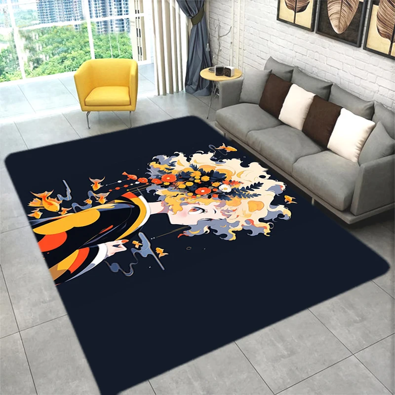 

Floor Carpets Chinese Style Girl Illustration Carpet in the Living Room Rugs for Bedroom Home Kitchen Bathroom Mat Rug Bath Door