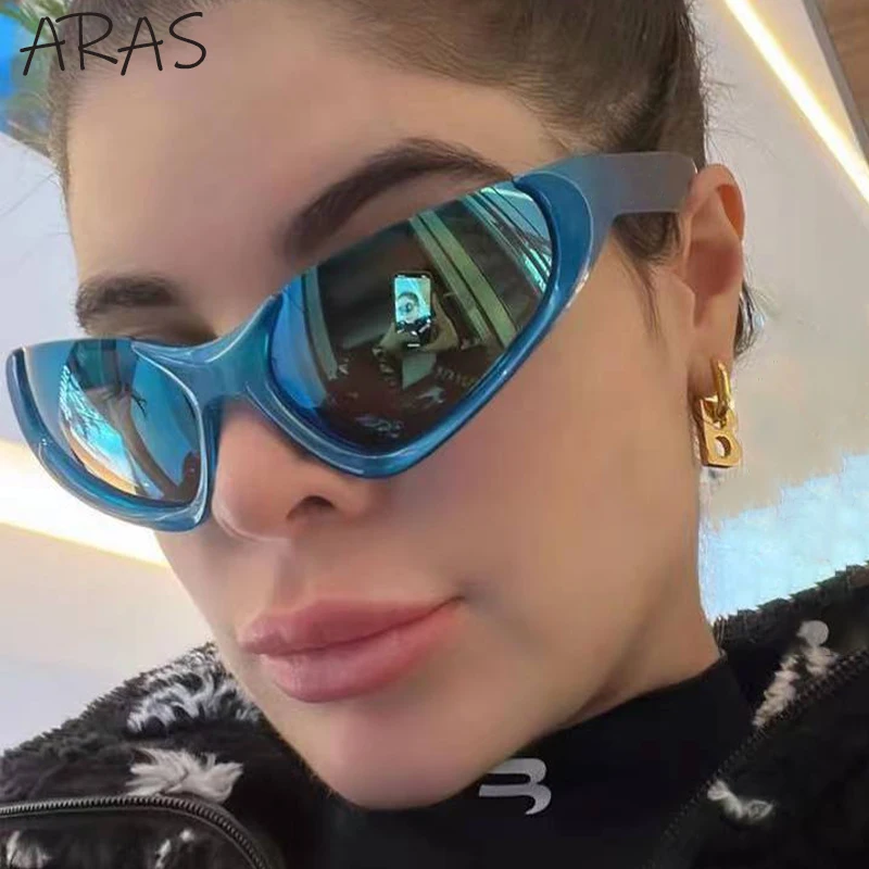 

Y2K New Outdoor Sports Sunglasses Women Goggle Steampunk Mirror Sun Glasses Men Fashion Semi Rimless Punk Shades Eyeglass Uv400