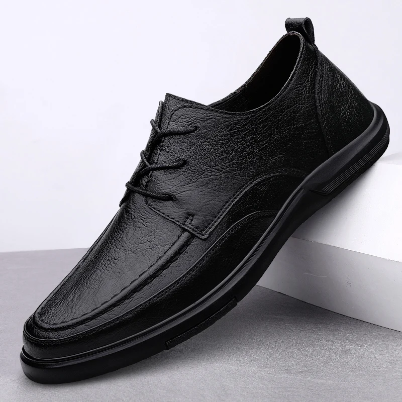

men Casual shoes lace up Business Oxfords Men's Derby Shoes Genuine Leather fashion Classics Formal Vintage Men Dress Shoes
