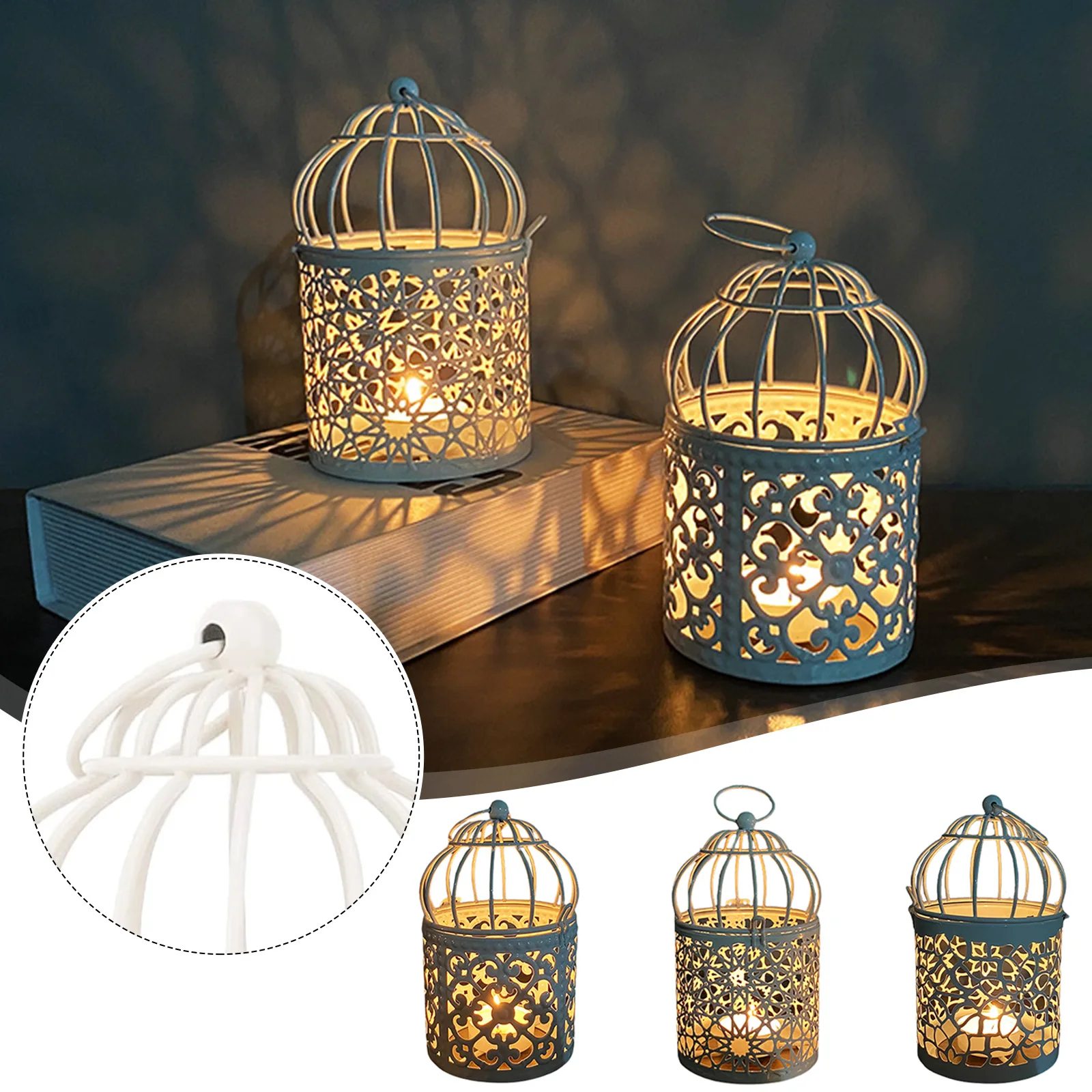 S For Pillar Candles Wedding Parties Outdoor Indoor Decoration Gift 15.8x9cm White Birdcage Lantern