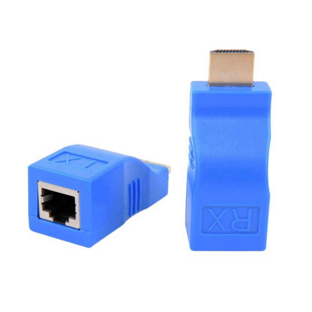 1 Pair RJ45 HDMI-compatible to RJ45 LAN Extender Adapter Extends Up to 30m Over CAT5e/Cat6 LAN Ethernet Cable