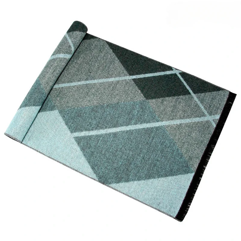 Зимний термошарф в клетку элитный деловой мужской шарф модный шарф.