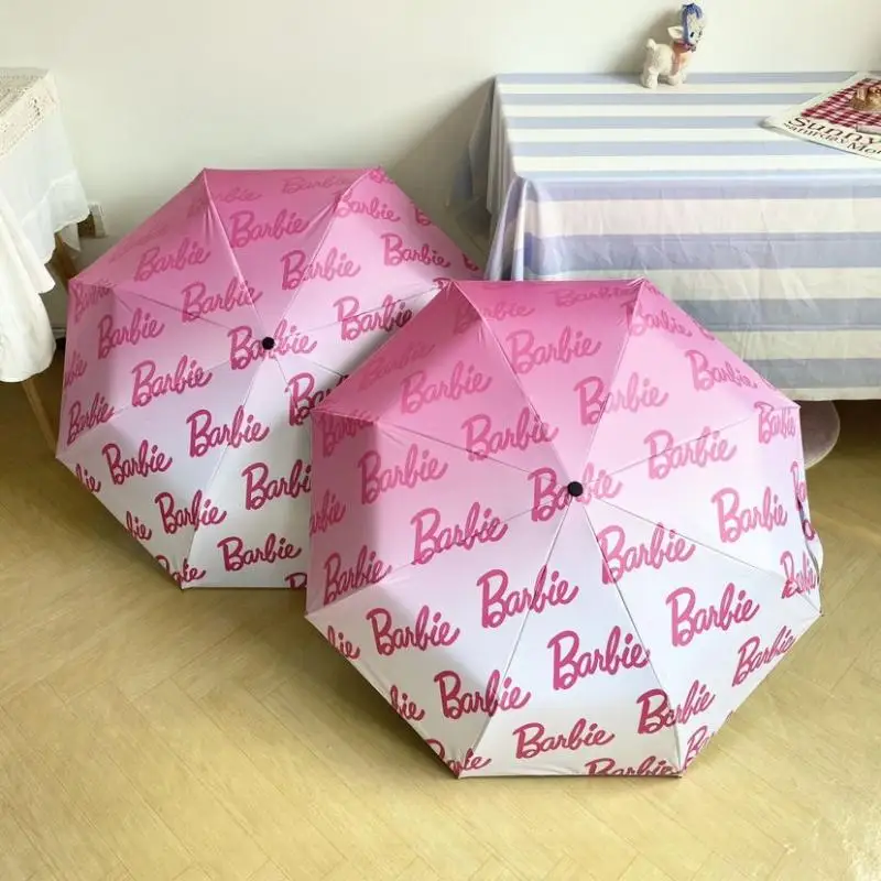 

Розовый солнцезащитный Зонт Kawaii для Барби, модный автоматический зонт, инструменты для защиты от дождя для девочек, портативные складные зонтики от дождя, подарок