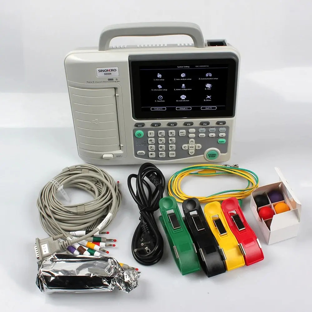 

Устройство для ЭКГ SE608, 6 каналов, 12 лампочек, сенсорный ЖК-дисплей 10 дюймов, монитор ЭКГ с программным принтером для SD-карты